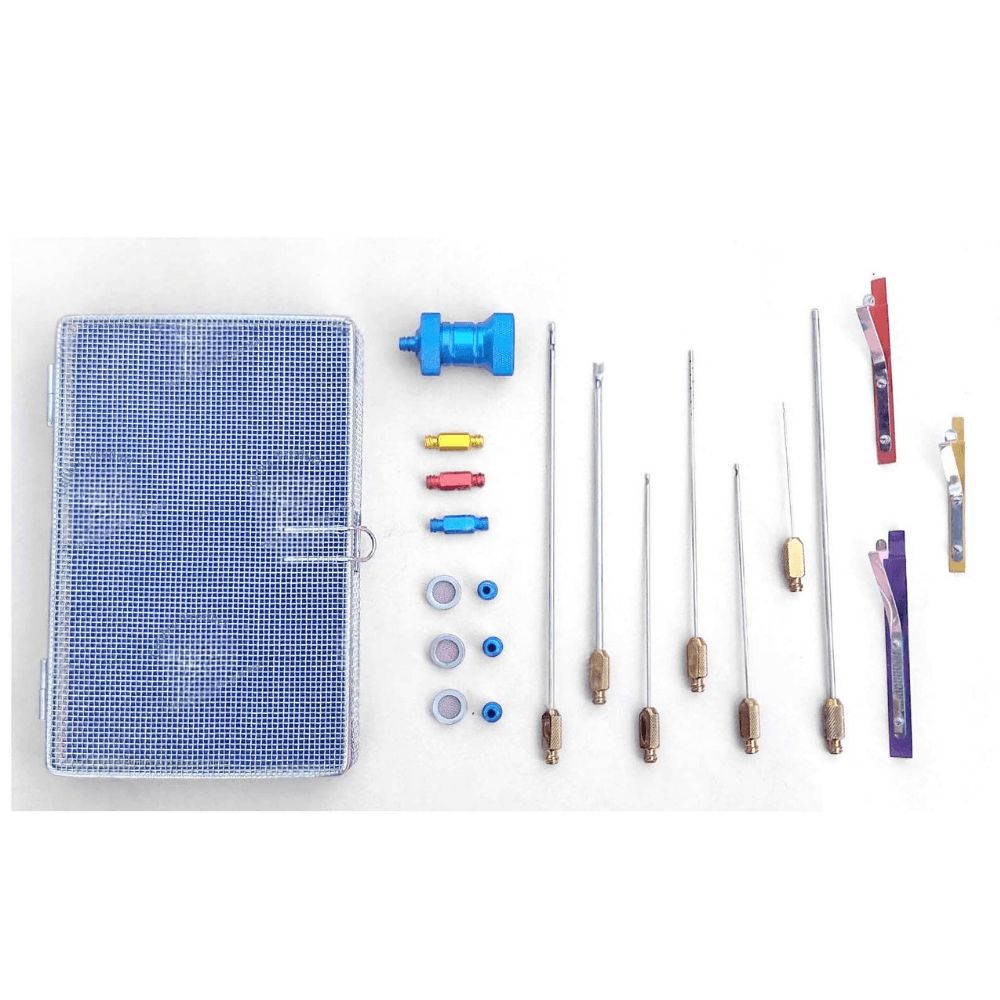 Liposuction Luer Lock Cannulas & Sterilization Box for Cosmetic & Plastic Surgery