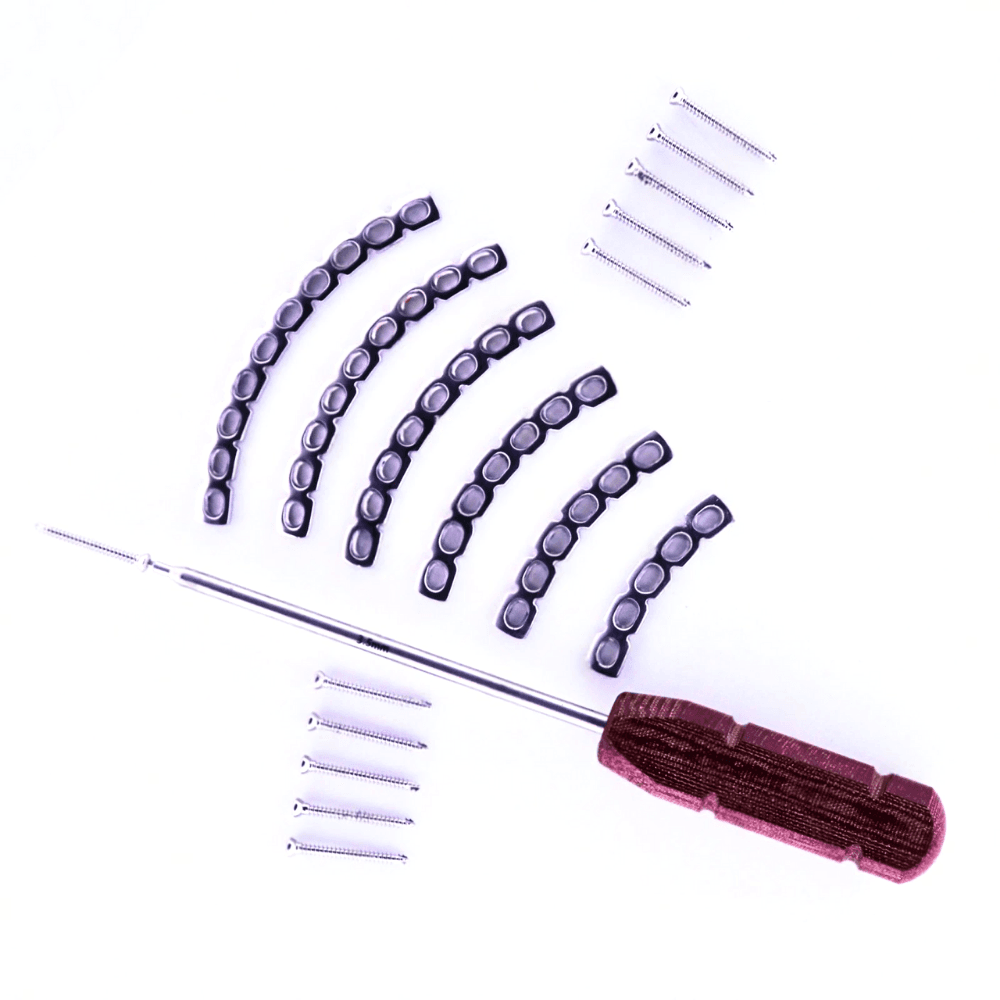 3.5 mm Veterinary Recon Curved Plates, 5–10 Holes, with Cortex Hex Screws
