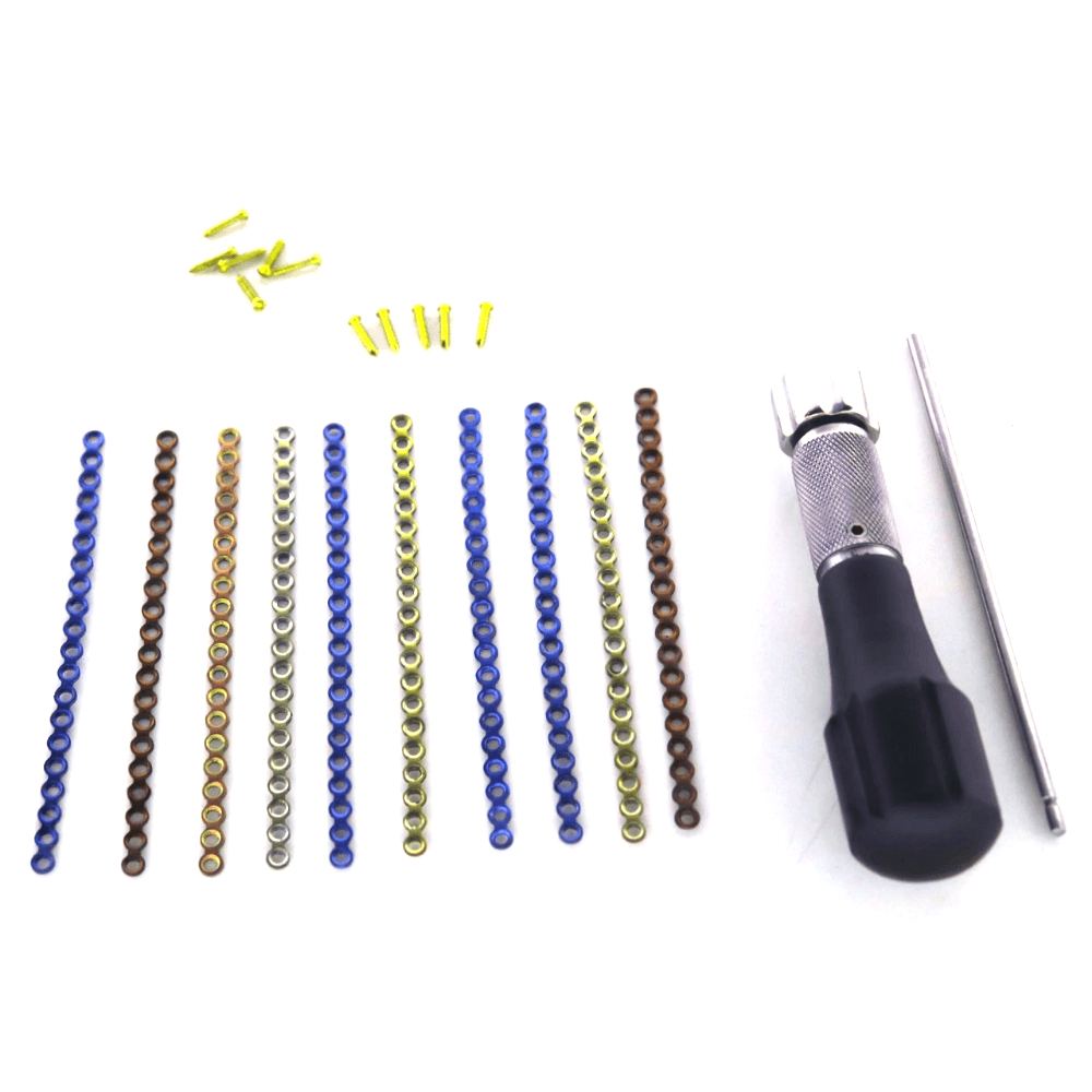 Maxillofacial Mini 2.0 mm Plates, 20-Hole, with Cross-Head Screws & QC Screwdriver