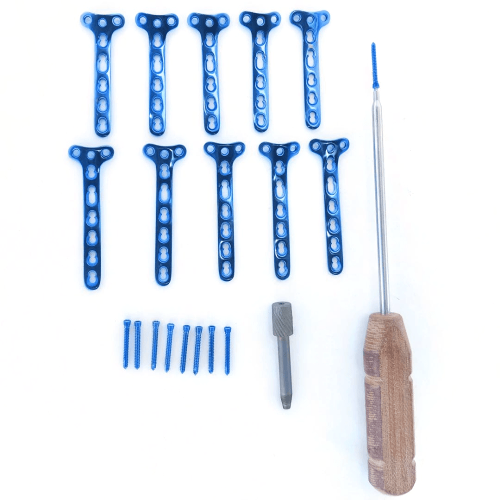 3.5mm Safety Locking 3 Hole Head T Plates 4 to 8 Holes with Screw 92 Pcs Set Ti