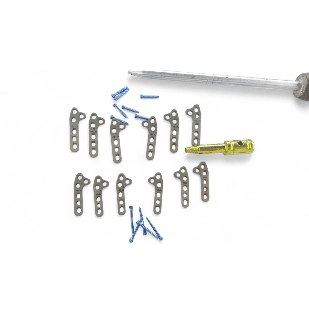 2.0 & 2.4MM TPLO PLATE LEFT&RIGHT 10 UNITS & 60 UNITS SCREWS TITANIUM (144 Pcs)