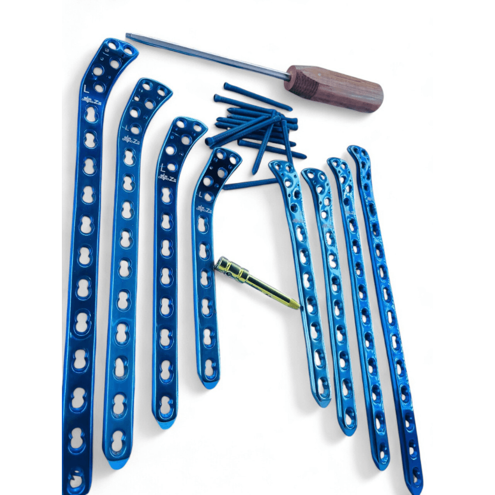 Proximal Lateral Tibial 6,8,10 & 12 H LCP Plate L & R & 5mm screw 85 Pc Titanium