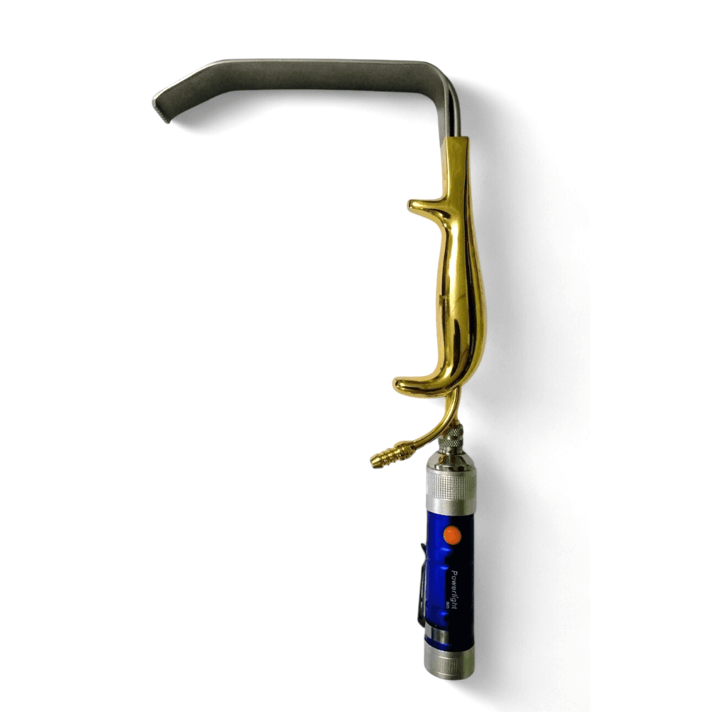 Fiber optic Breast retractor Gold plated 30mm x 150mm blade German steel