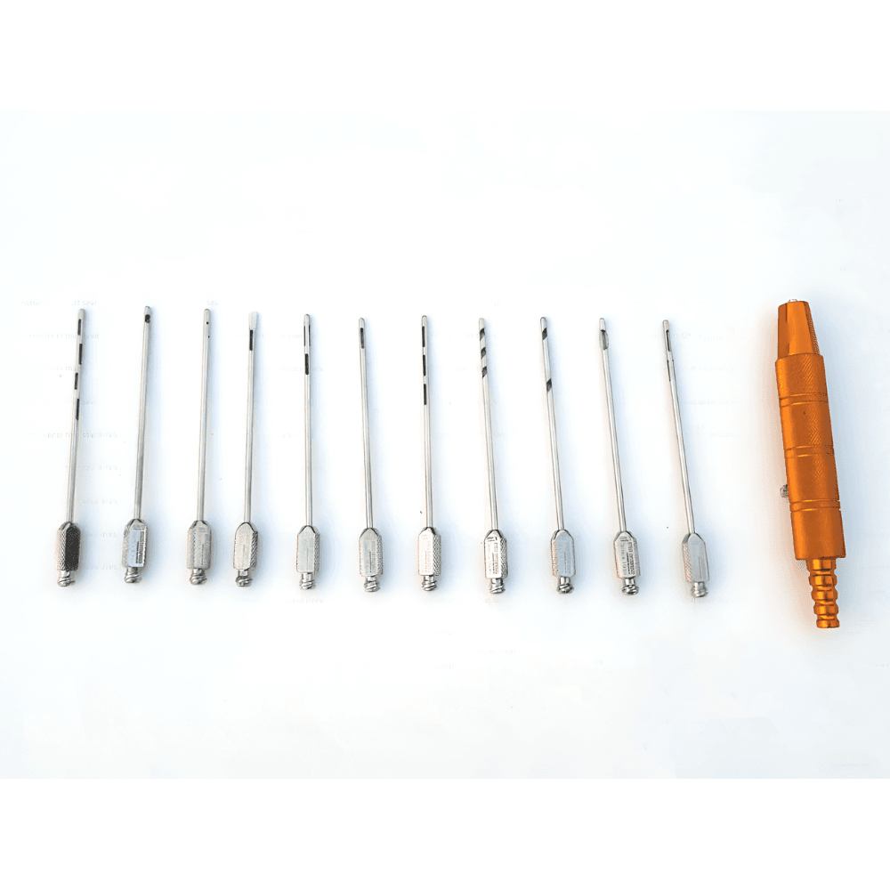 Liposuction Fat Removal Luer lock Cannula & Handle Set of 11 Plastic Cosmetic