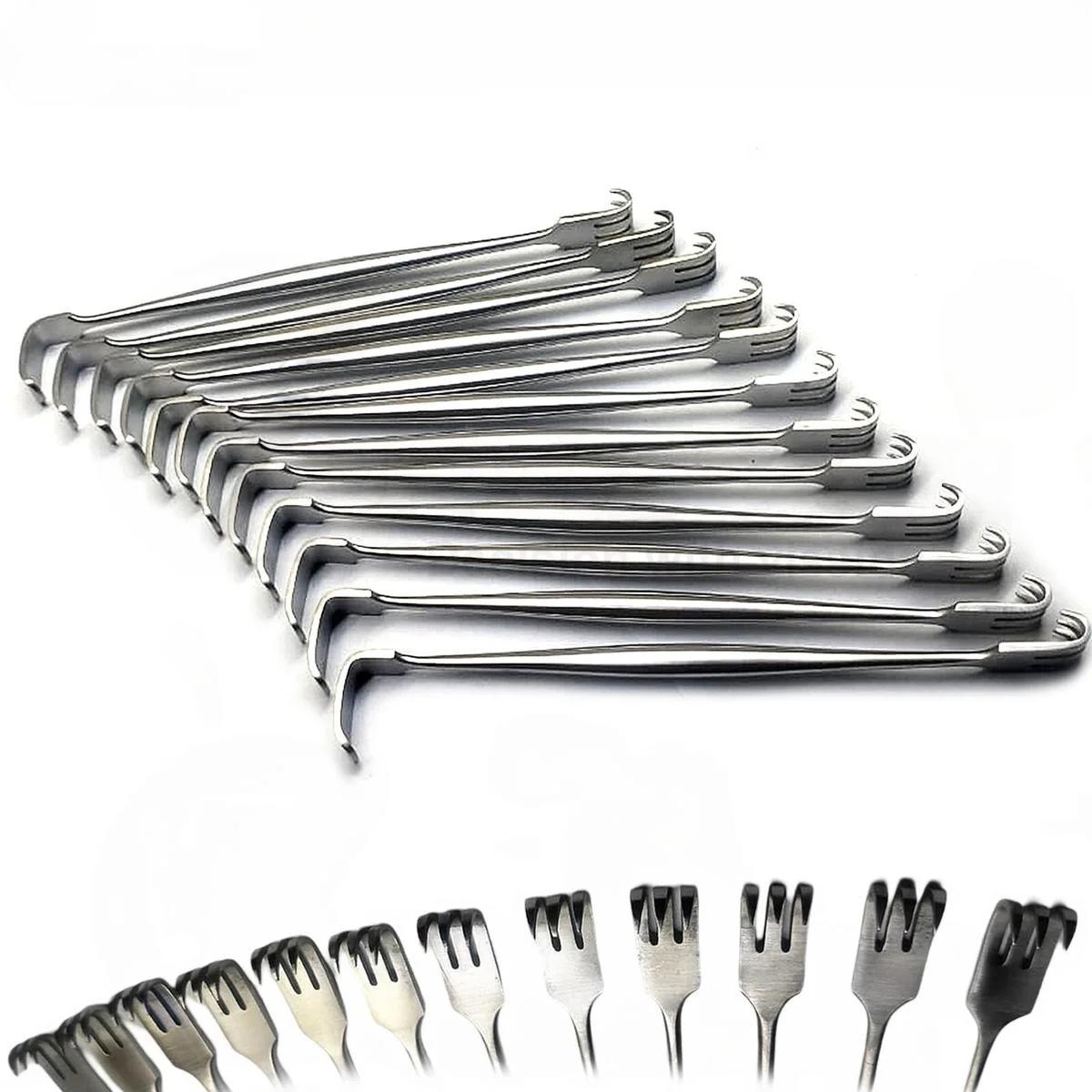 12 Pcs Senn Miller Retractors Sharp & Blunt 6 3/8″ Double Ended Dermatology Set