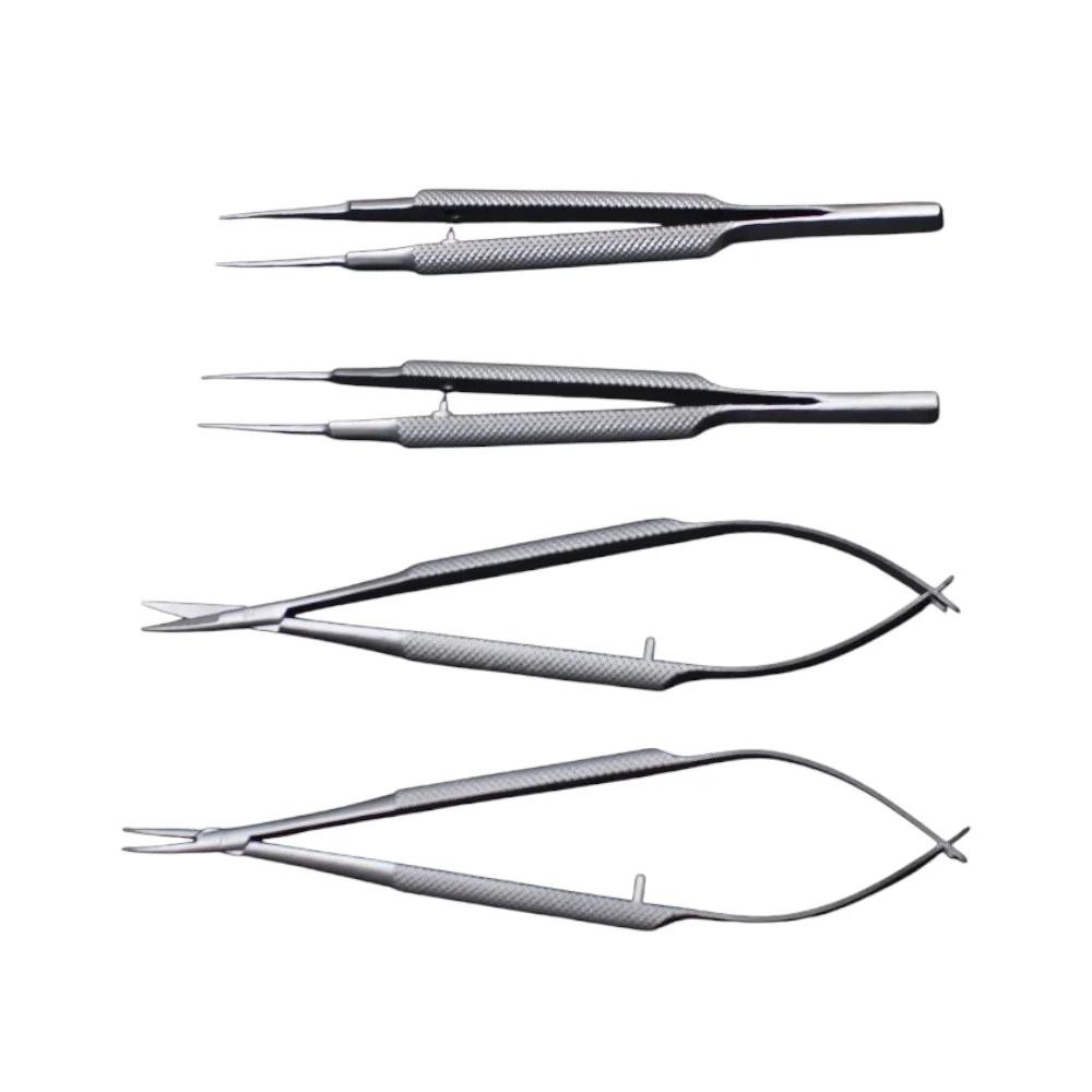 Ophthalmic Microsurgical Instrument Set – 12.5 cm Scissors, Needle Holders & Tweezers
